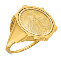 14k Men's Polished D/C Fluted Mounted 1/10oz AM Eagle Coin Bezel Ring-CR2D/10AEC