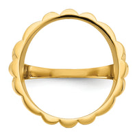 14k Ladies' Polished and Diamond-cut Fluted 16.5mm Coin Bezel Ring-CR3D/10AE