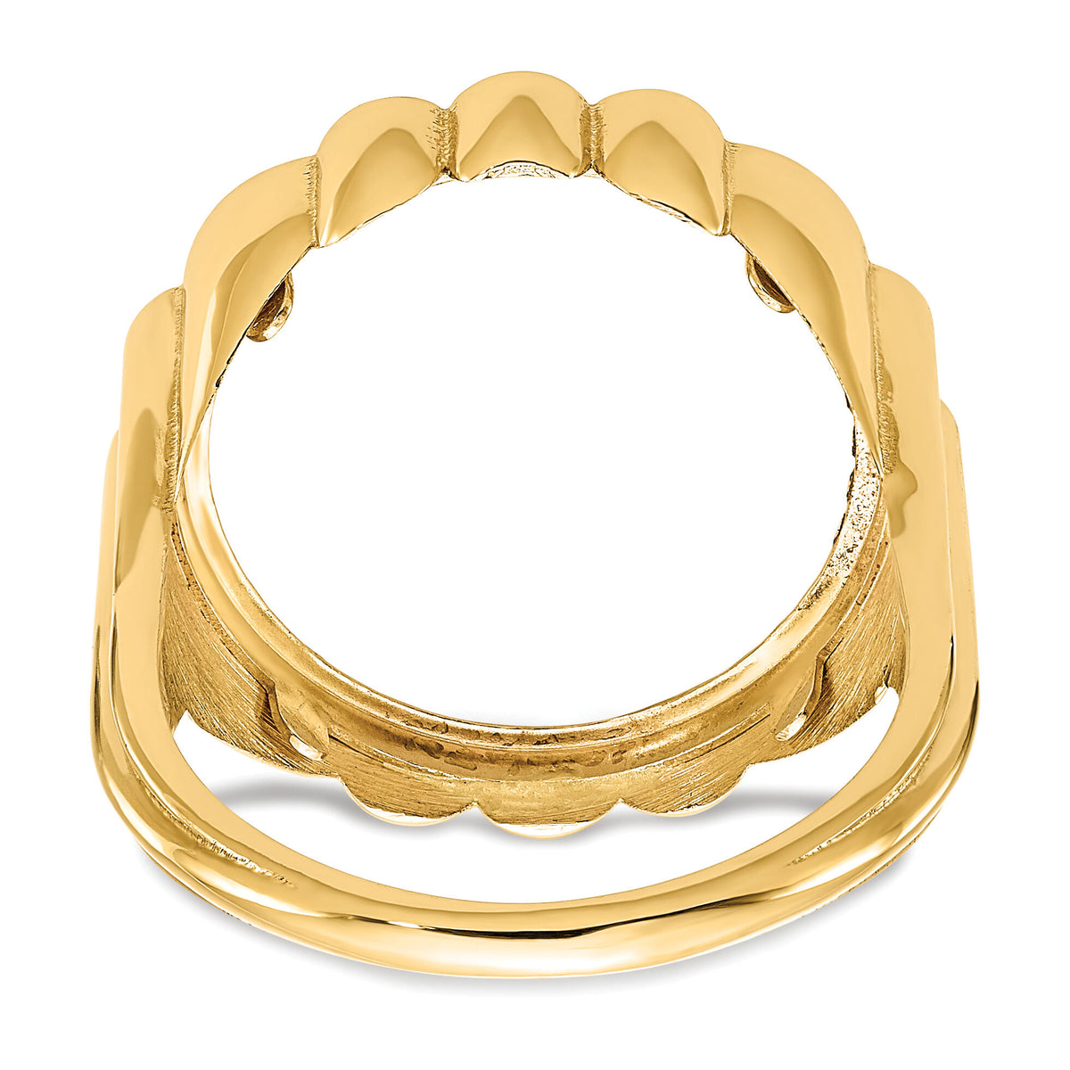 14k Ladies' Polished and Diamond-cut Fluted 16.5mm Coin Bezel Ring-CR3D/10AE