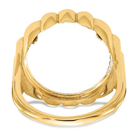 14k Ladies' Polished and Diamond-cut Fluted 16.5mm Coin Bezel Ring-CR3D/10AE