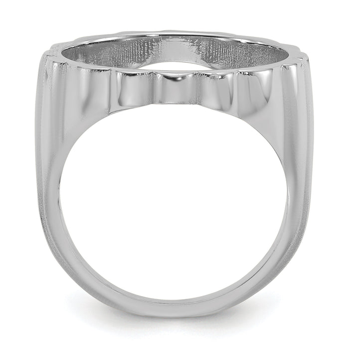 14kw Ladies' Polished and Diamond-cut Fluted 16.5mm Coin Bezel Ring-CR3WD/10AE