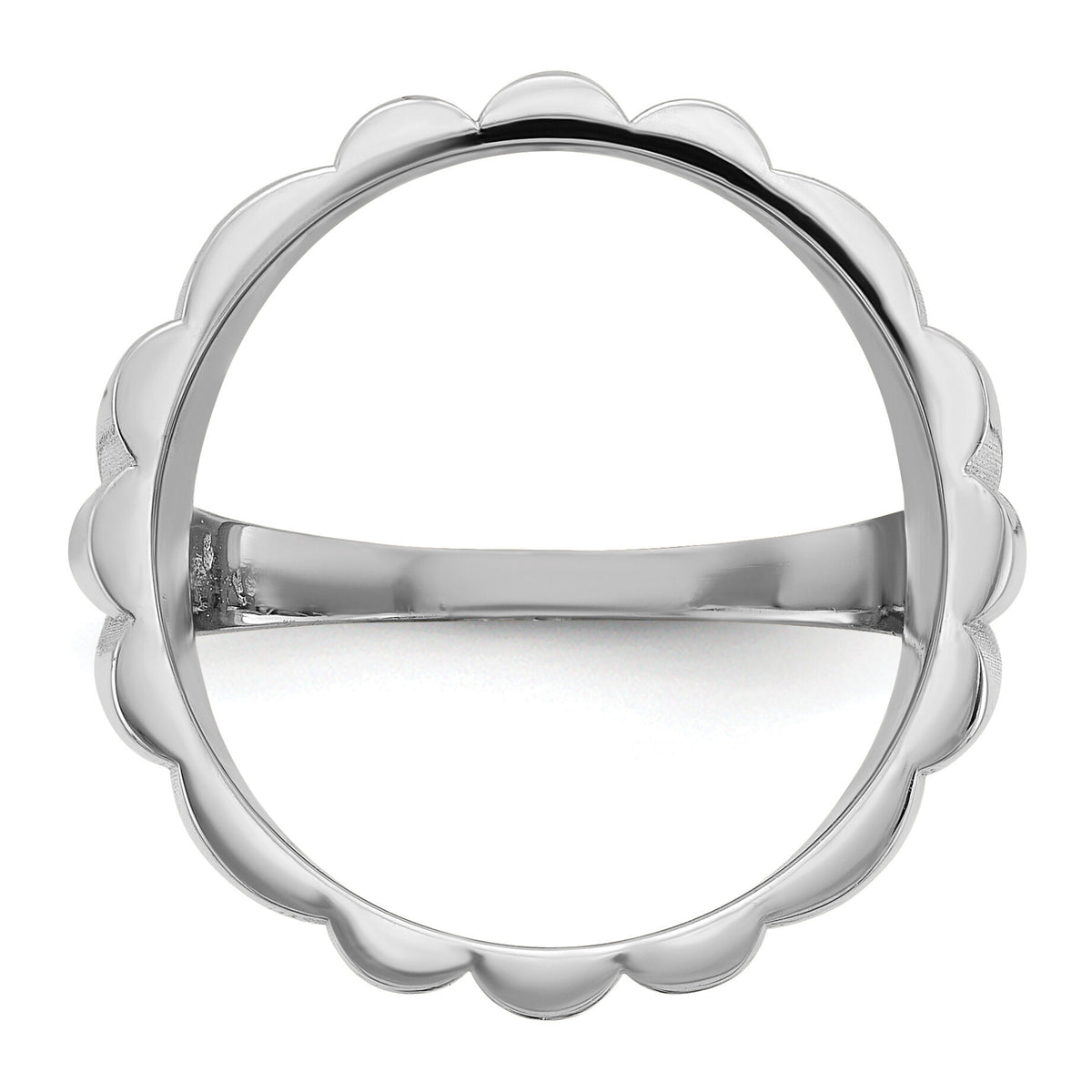 14kw Ladies' Polished and Diamond-cut Fluted 16.5mm Coin Bezel Ring-CR3WD/10AE