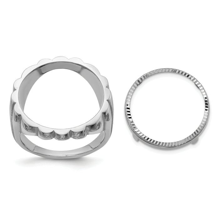 14kw Ladies' Polished and Diamond-cut Fluted 16.5mm Coin Bezel Ring-CR3WD/10AE