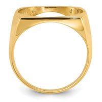 14k Men's Polished & Diamond-cut Square Shaped 16.5mm Coin Bezel Ring-CR4D/10AE