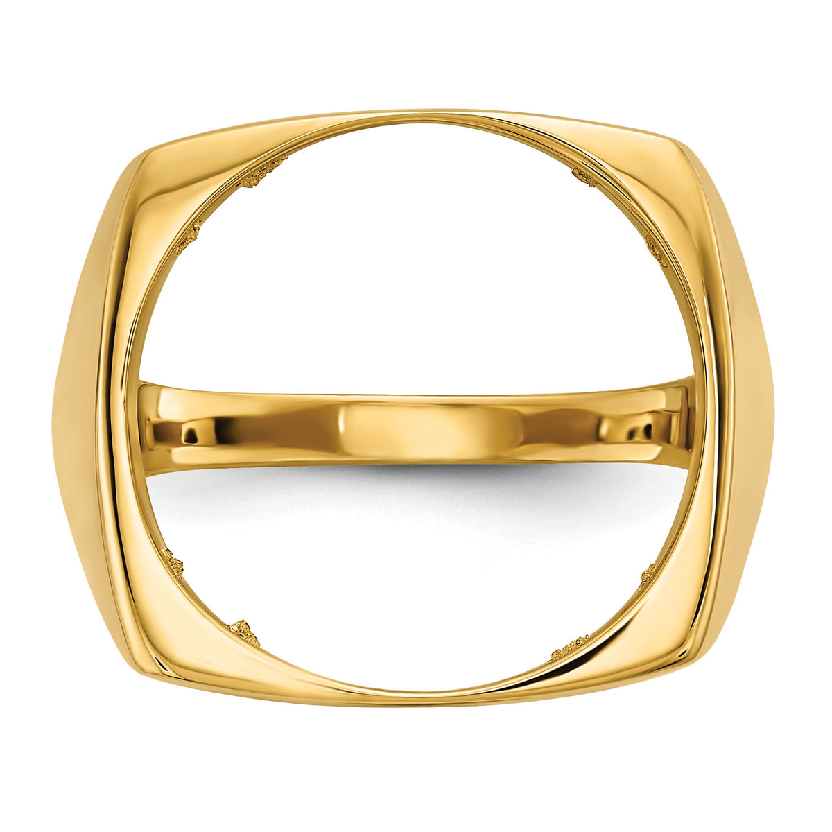 14k Men's Polished & Diamond-cut Square Shaped 16.5mm Coin Bezel Ring-CR4D/10AE