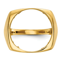14k Men's Polished & Diamond-cut Square Shaped 16.5mm Coin Bezel Ring-CR4D/10AE