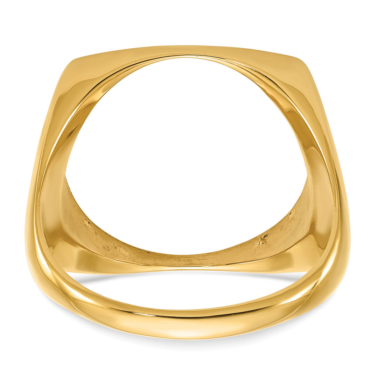 14k Men's Polished & Diamond-cut Square Shaped 16.5mm Coin Bezel Ring-CR4D/10AE