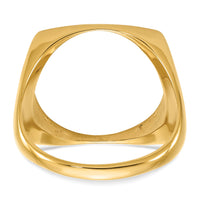 14k Men's Polished & Diamond-cut Square Shaped 16.5mm Coin Bezel Ring-CR4D/10AE