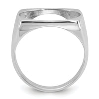 14k White Gold Men's Polished Square Shaped 16.5mm Coin Bezel Ring-CR4W/10AE