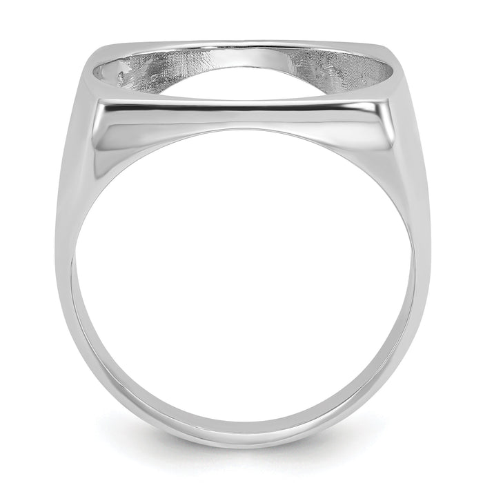 14k White Gold Men's Polished Square Shaped 16.5mm Coin Bezel Ring-CR4W/10AE