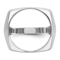14k White Gold Men's Polished Square Shaped 16.5mm Coin Bezel Ring-CR4W/10AE