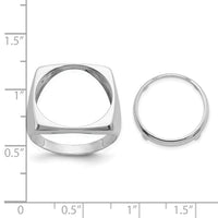 14k White Gold Men's Polished Square Shaped 16.5mm Coin Bezel Ring-CR4W/10AE
