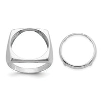 14k White Gold Men's Polished Square Shaped 16.5mm Coin Bezel Ring-CR4W/10AE