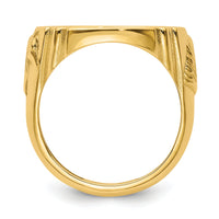 14k Men's Polished & Diamond-cut w/ Horse Sides 16.5mm Coin Bezel Ring-CR5D/10AE