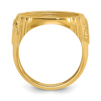 14k Men's Polished with Horse Sides 16.5mm Coin Bezel Ring-CR5/10AE