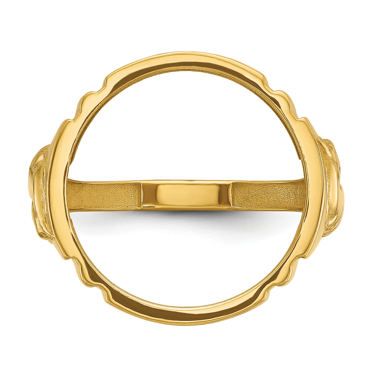 14k Men's Polished with Horse Sides 16.5mm Coin Bezel Ring-CR5/10AE