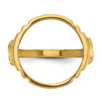 14k Men's Polished with Horse Sides 16.5mm Coin Bezel Ring-CR5/10AE