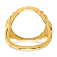 14k Men's Polished with Horse Sides 16.5mm Coin Bezel Ring-CR5/10AE