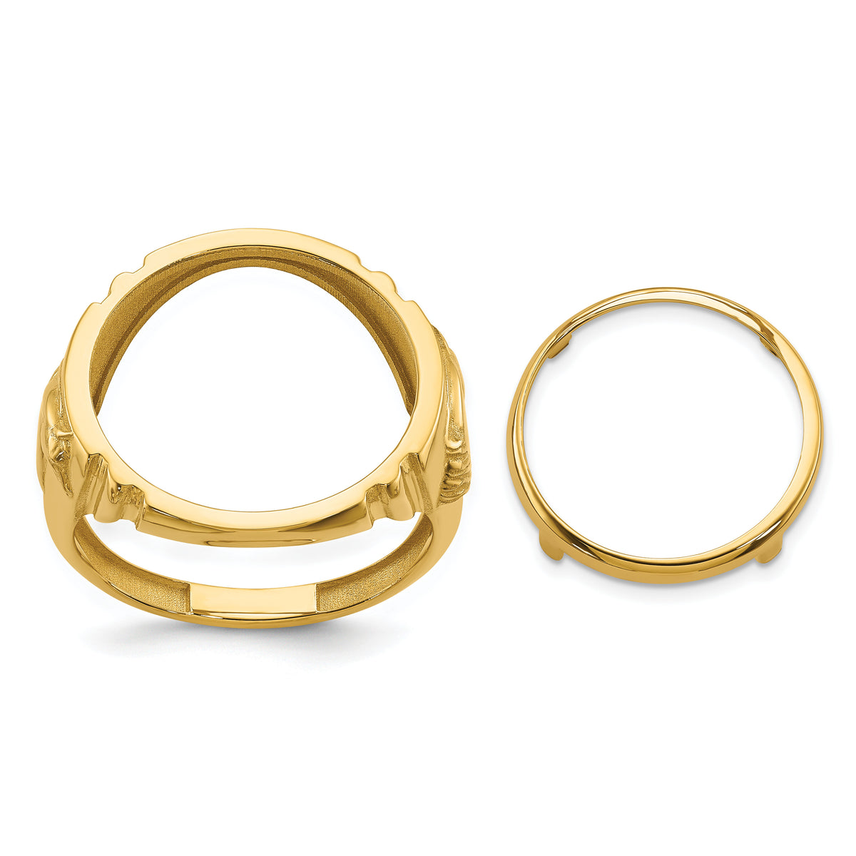 14k Men's Polished with Horse Sides 16.5mm Coin Bezel Ring-CR5/10AE
