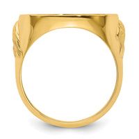 14k Men's Polished & Diamond-cut w/ Eagle Side 16.5mm Coin Bezel Ring-CR6D/10AE