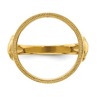 14k Men's Polished & Diamond-cut w/ Eagle Side 16.5mm Coin Bezel Ring-CR6D/10AE