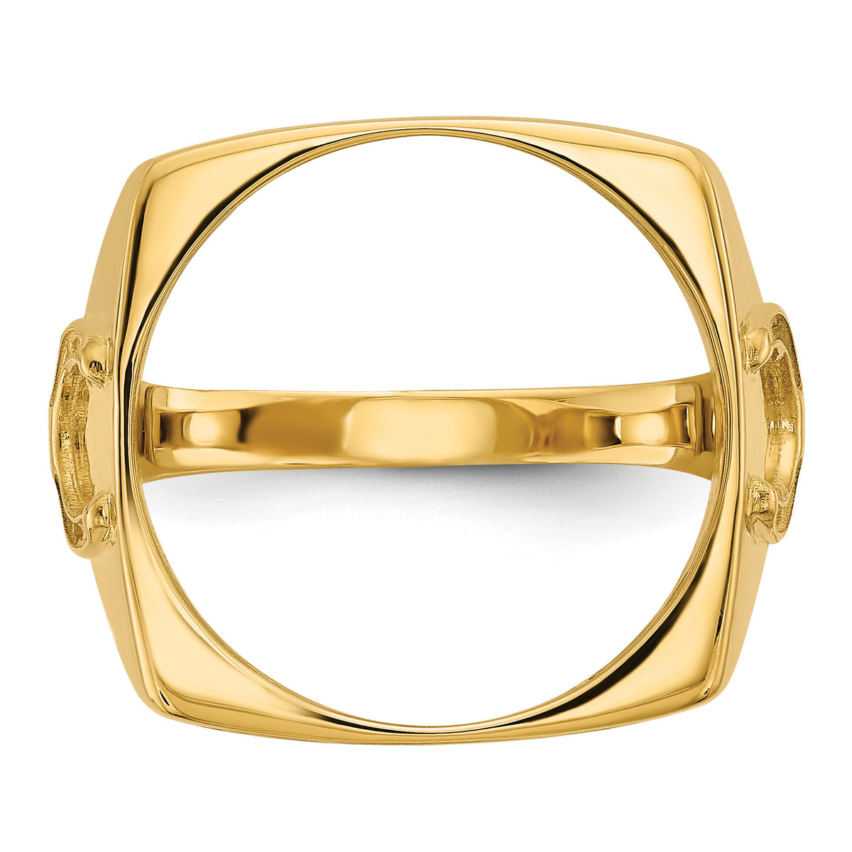 14k Men's Polished & D/C Horseshoe Side Square 16.5mm Coin Bezel Ring-CR7D/10AE