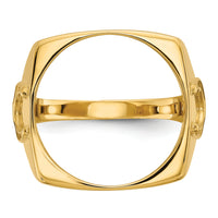 14k Men's Polished & D/C Horseshoe Side Square 16.5mm Coin Bezel Ring-CR7D/10AE