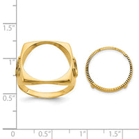 14k Men's Polished & D/C Horseshoe Side Square 16.5mm Coin Bezel Ring-CR7D/10AE