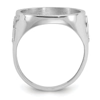 14kw Men's Polished & D/C w/ Masonic Sides 16.5mm Coin Bezel Ring-CR9WD/10AE
