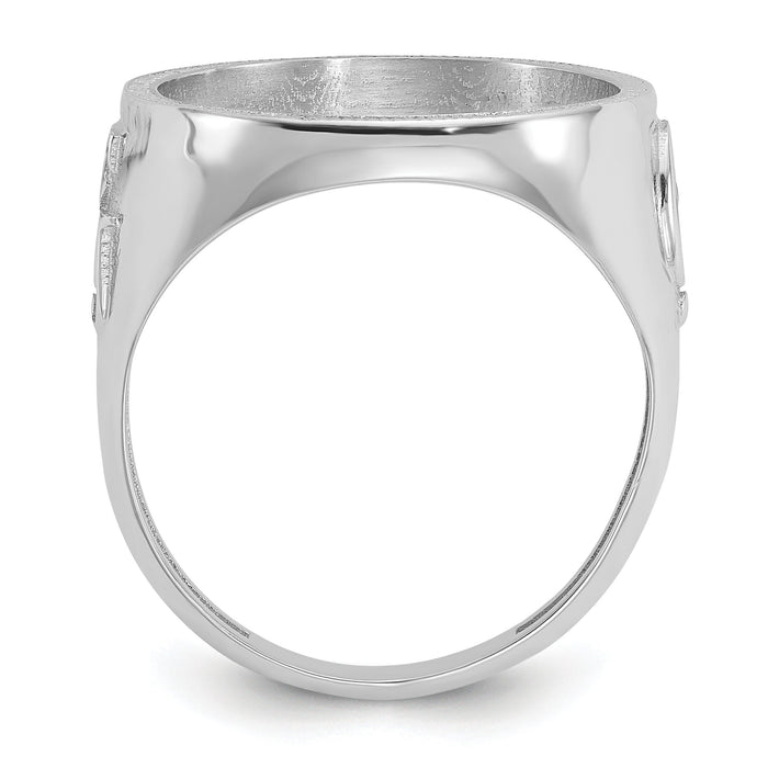 14kw Men's Polished & D/C w/ Masonic Sides 16.5mm Coin Bezel Ring-CR9WD/10AE