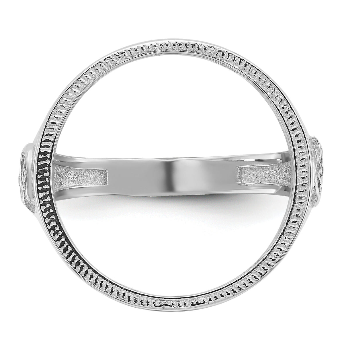 14kw Men's Polished & D/C w/ Masonic Sides 16.5mm Coin Bezel Ring-CR9WD/10AE