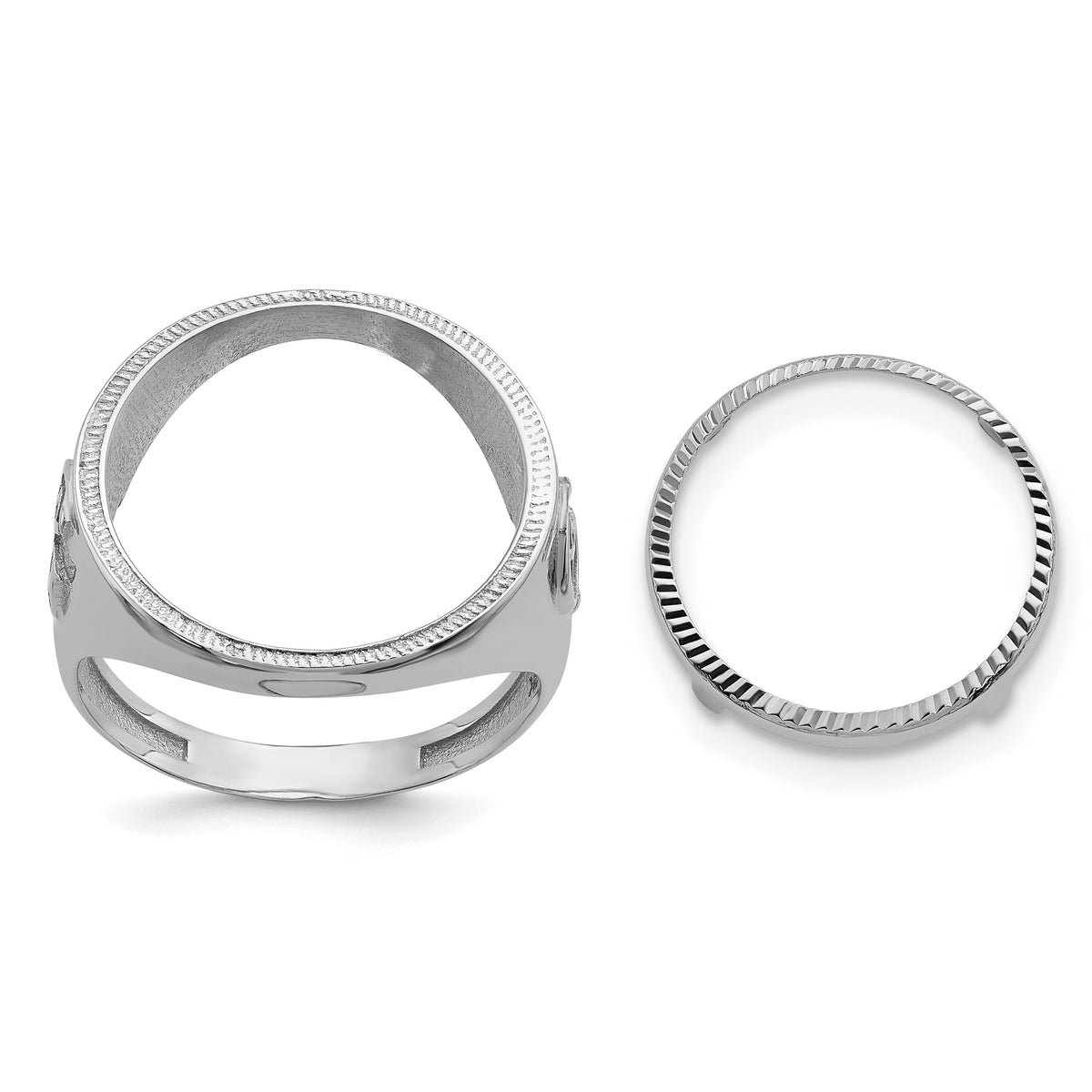 14kw Men's Polished & D/C w/ Masonic Sides 16.5mm Coin Bezel Ring-CR9WD/10AE