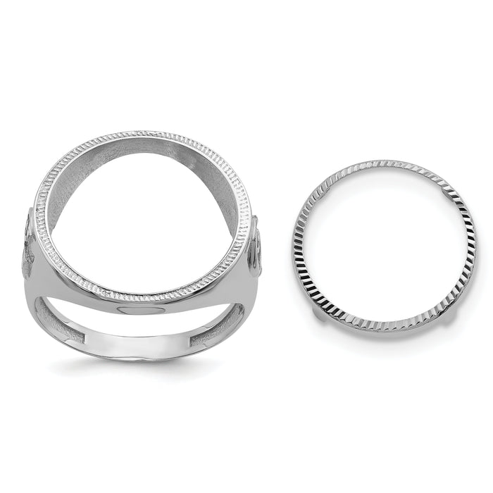14kw Men's Polished & D/C w/ Masonic Sides 16.5mm Coin Bezel Ring-CR9WD/10AE