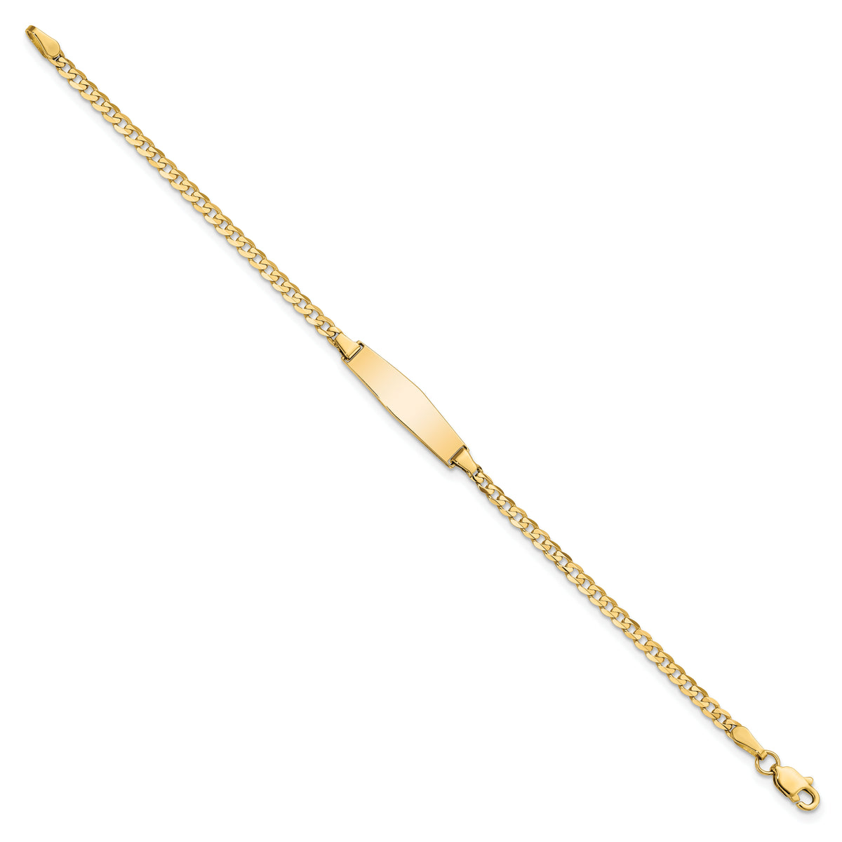14k Soft Diamond Shape Curb Link ID Bracelet-CUR070IDC-7