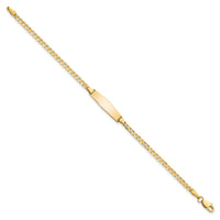 14k Soft Diamond Shape Curb Link ID Bracelet-CUR070IDC-7