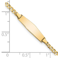 14k Soft Diamond Shape Curb Link ID Bracelet-CUR070IDC-7