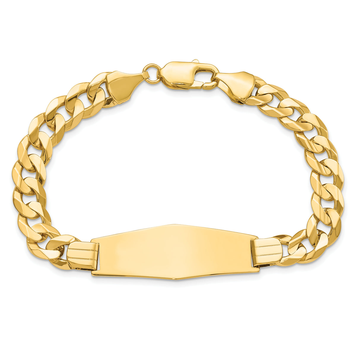 14k Curb Soft Diamond Shape ID Bracelet-CUR220IDC-8
