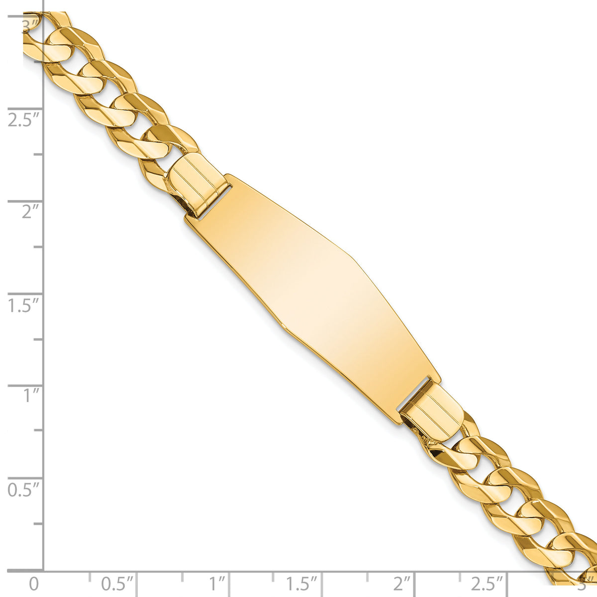 14k Curb Soft Diamond Shape ID Bracelet-CUR220IDC-8