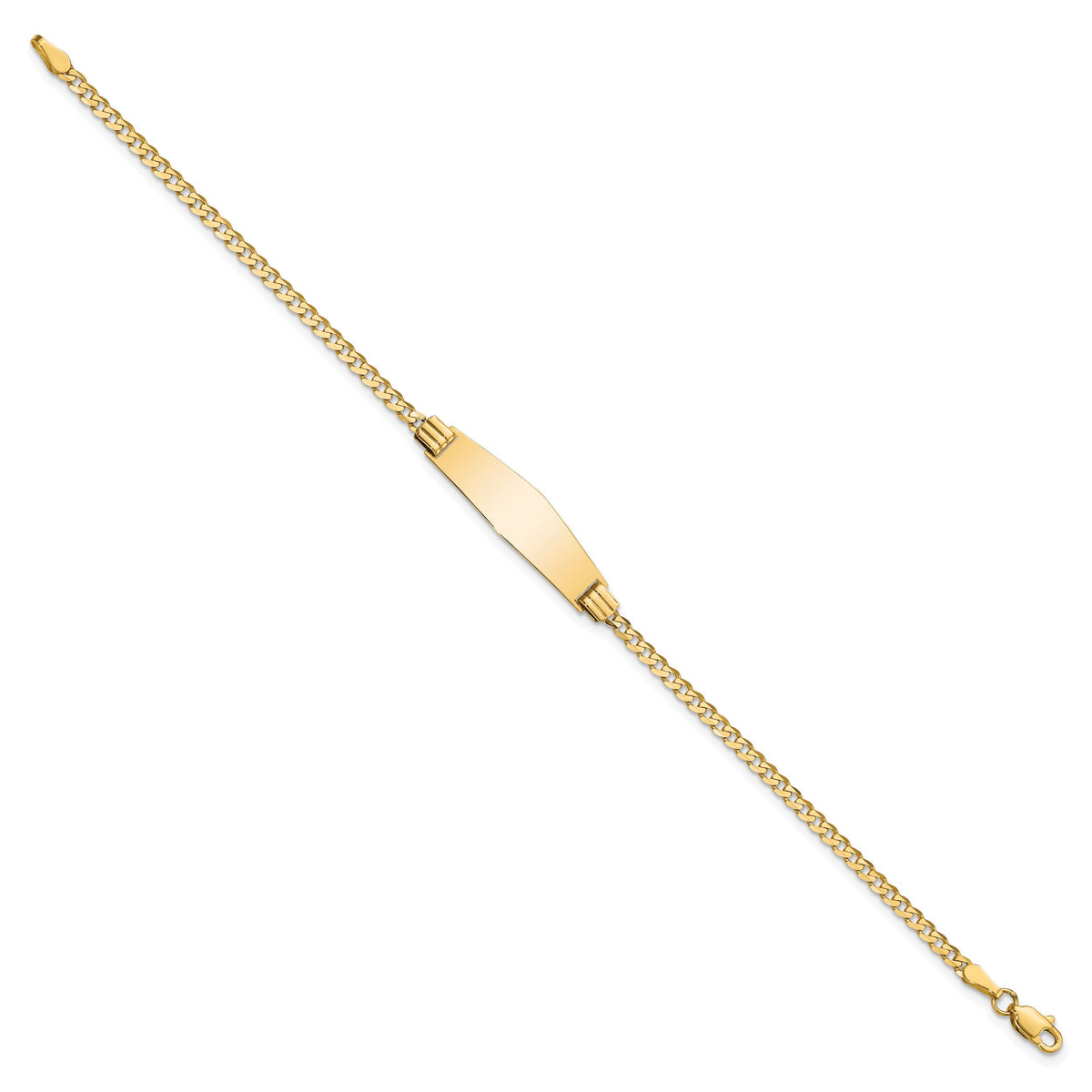14k Soft Diamond Shape Curb Link ID Bracelet-CUR75IDC-7