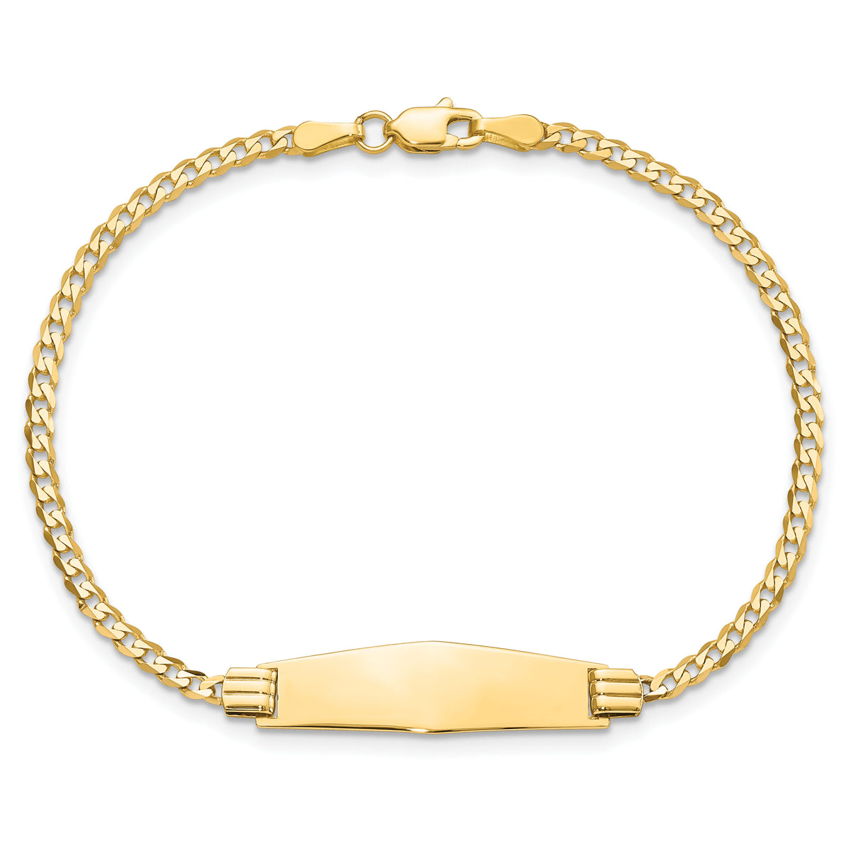 14k Soft Diamond Shape Curb Link ID Bracelet-CUR75IDC-7