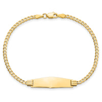 14k Soft Diamond Shape Curb Link ID Bracelet-CUR75IDC-7
