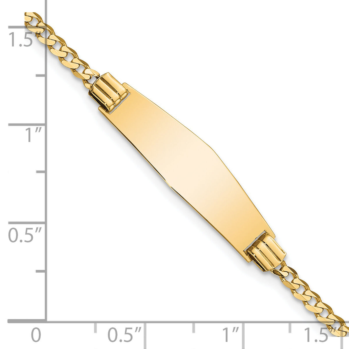 14k Soft Diamond Shape Curb Link ID Bracelet-CUR75IDC-7