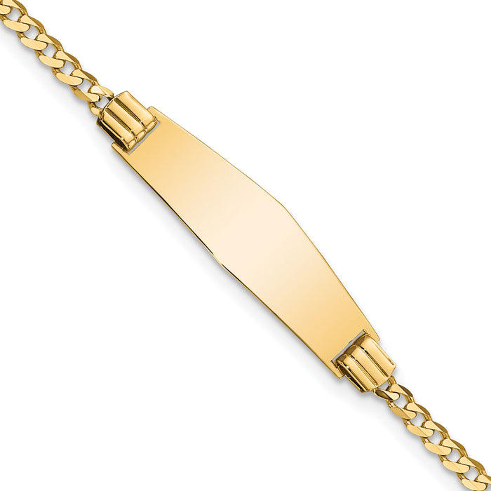 14k Soft Diamond Shape Curb Link ID Bracelet-CUR75IDC-7