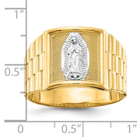 14k and Rhodium Men's Our Lady of Guadalupe Ring-CZ1294