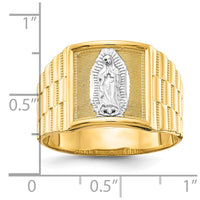 14k and Rhodium Men's Our Lady of Guadalupe Ring-CZ1294