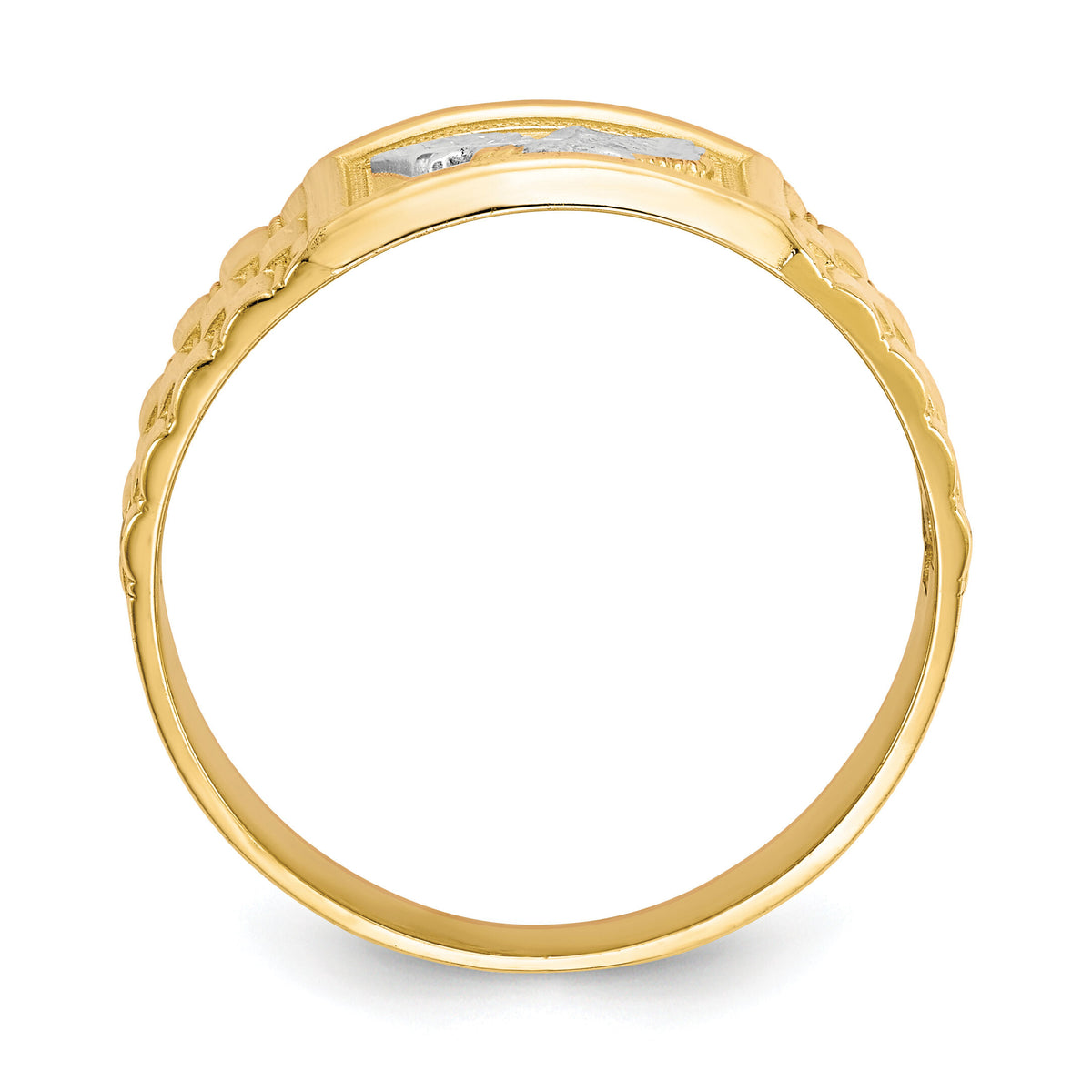 14k and Rhodium Men's Eagle Ring-CZ1295