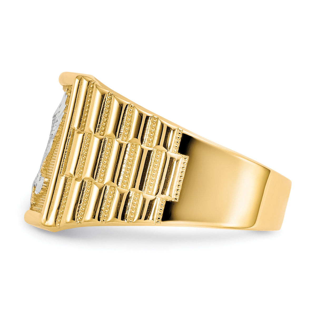 14k and Rhodium Men's Eagle Ring-CZ1295