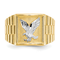 14k and Rhodium Men's Eagle Ring-CZ1295