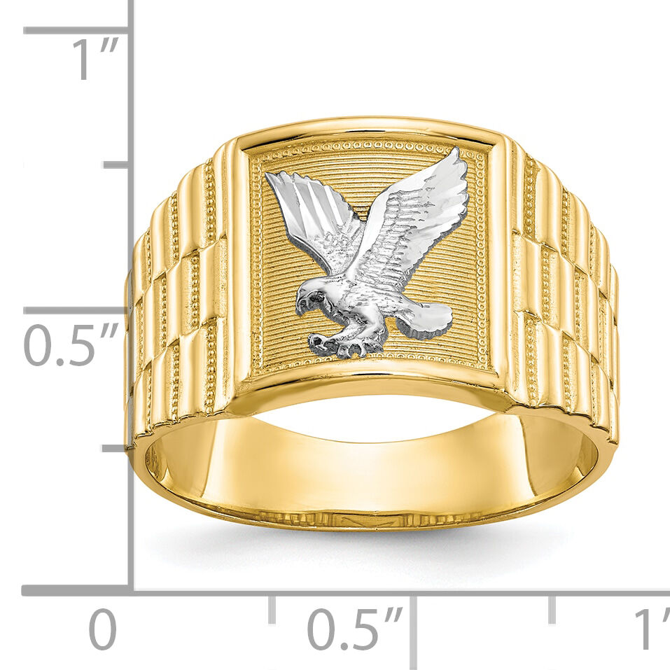 14k and Rhodium Men's Eagle Ring-CZ1295
