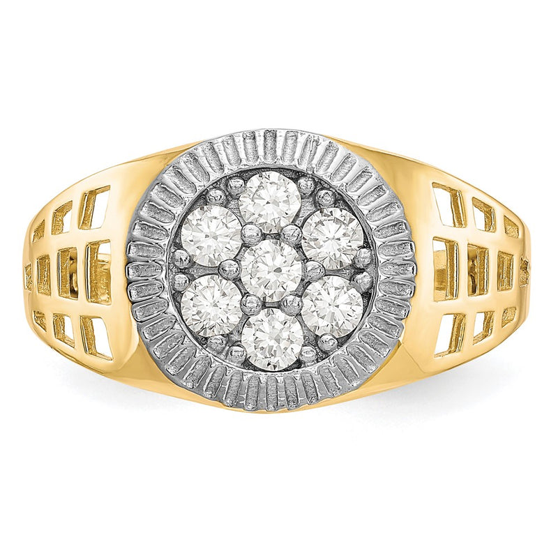 14k w/Rhodium Men's CZ Cluster Ring-CZ1297